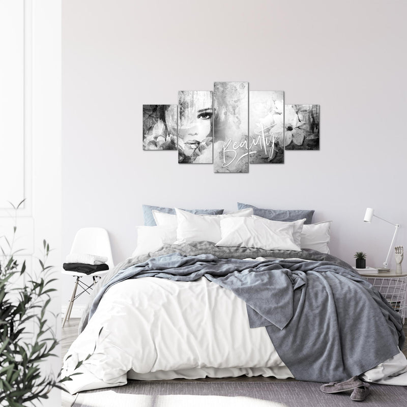 Runa Art Bild Wohnzimmer Schlafzimmer Blumen Vintage 5 Teilig Frau Bunt Wandbilder auf Vlies Leinwand 039353c