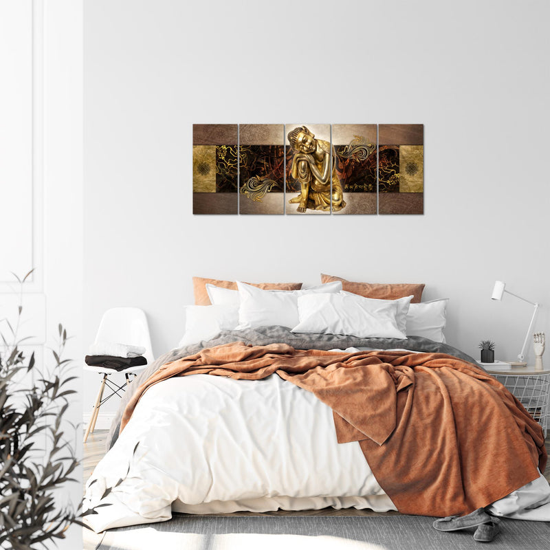 Runa Art Bild Buddha Zen Wandbilder auf Vlies Leinwand 5 Teilig Wanddekoration Wohnzimmer Schlafzimmer 041356a