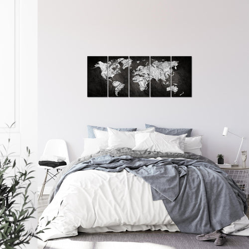 Runa Art Bild Weltkarte Wandbilder auf Vlies Leinwand 5 Teilig Wanddekoration Büro Wohnzimmer 002956a