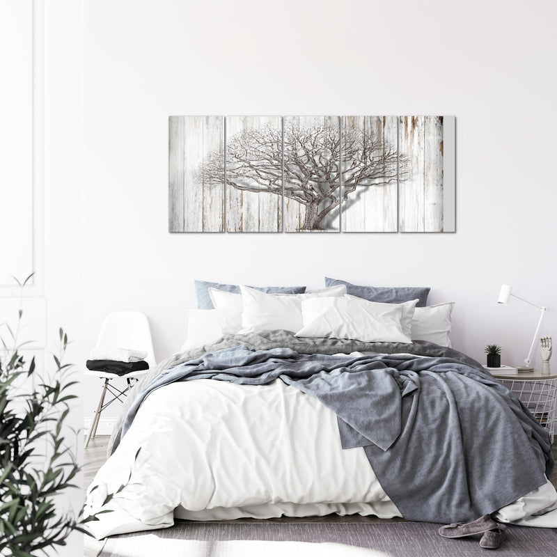 Runa Art Wandbild XXL Baum Abstrakt Wohnzimmer 200 x 80 cm Schwarz Weiss 5 Teilig - Made in Germany - 039955b