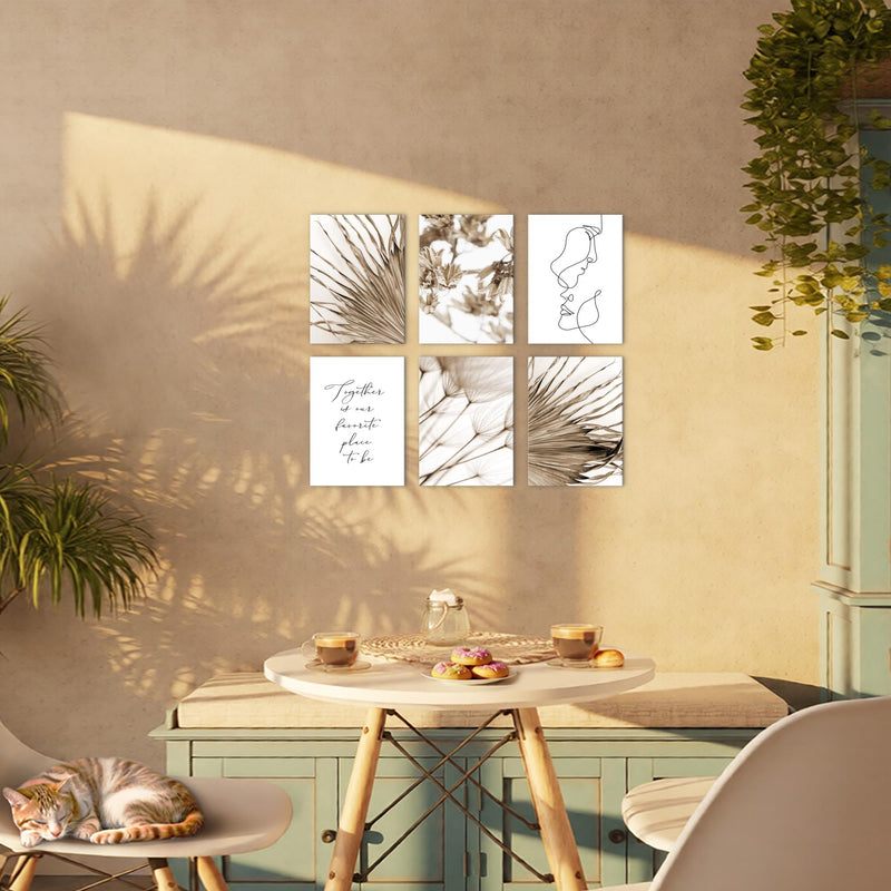 Novart Wandbilder Set Boho Natur - KOMPLETT AUFHÄNGFERTIG - Made in Germany - Moderne Bilder  Wohnzimmer Schlafzimmer - N026964a