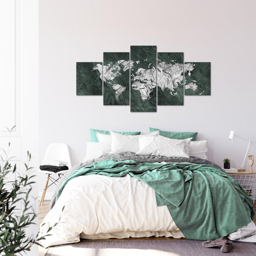 Runa Art - Bilder Weltkarte 200 x 100 cm 5 Teilig XXL Wanddekoration Design Grün 002951c