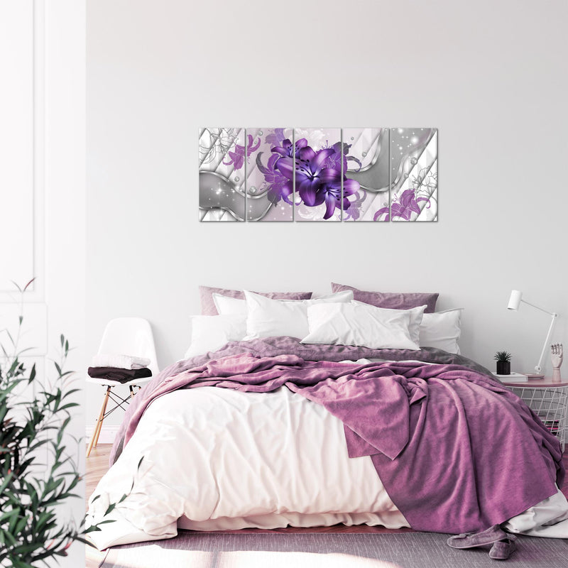 Runa Art Bild Blumen Lilien Wandbilder auf Vlies Leinwand 5 Teilig Wanddekoration Wohnzimmer Schlafzimmer 016556c