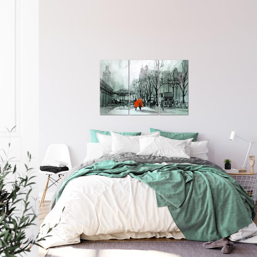 Runa Art Wandbilder London Bild XXL Wohnzimmer Schlafzimmer Blau Stadt Abstrakt 120 x 80 cm 3 Teilig 009731b