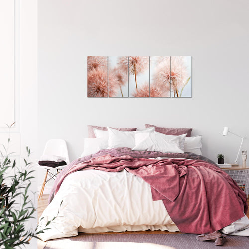 Runa Art Bild Blumen Pusteblumen Wandbilder auf Vlies Leinwand 5 Teilig Wanddekoration Wohnzimmer Schlafzimmer 042056a