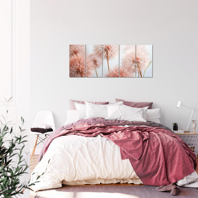 Runa Art Bild Blumen Pusteblumen Wandbilder auf Vlies Leinwand 5 Teilig Wanddekoration Wohnzimmer Schlafzimmer 042056a