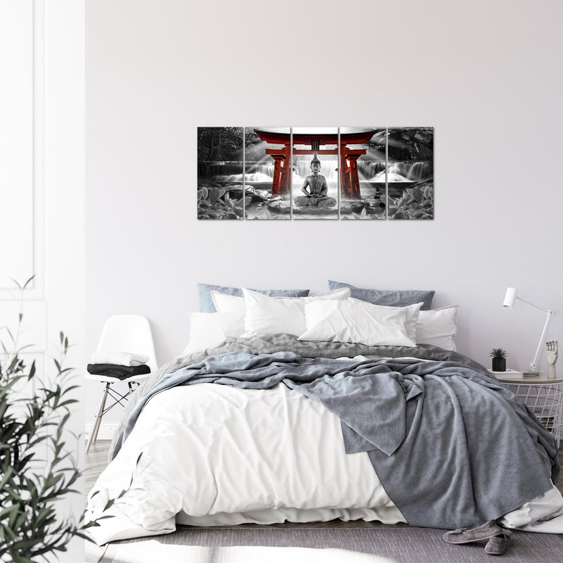 Runa Art Bild Feng Shui Buddha Wandbilder auf Vlies Leinwand 5 Teilig Wanddekoration Wohnzimmer Schlafzimmer 036456c