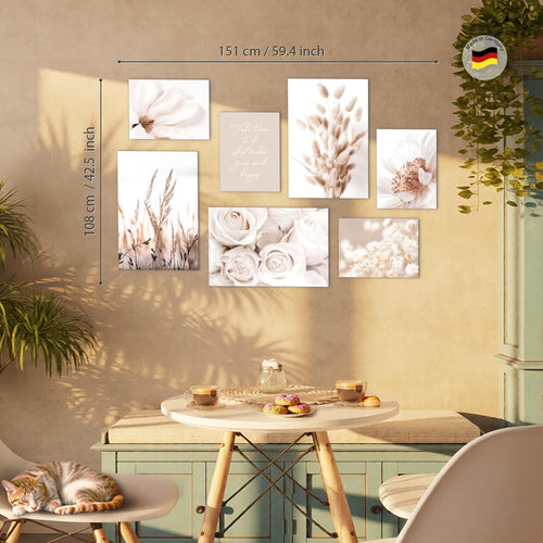 Novart Bilder Blumen Pflanzen - KOMPLETT AUFHÄNGFERTIG - Blüten Wohnzimmer Schlafzimmer Büro - 7 Moderne Mood - Bilder - N023272a
