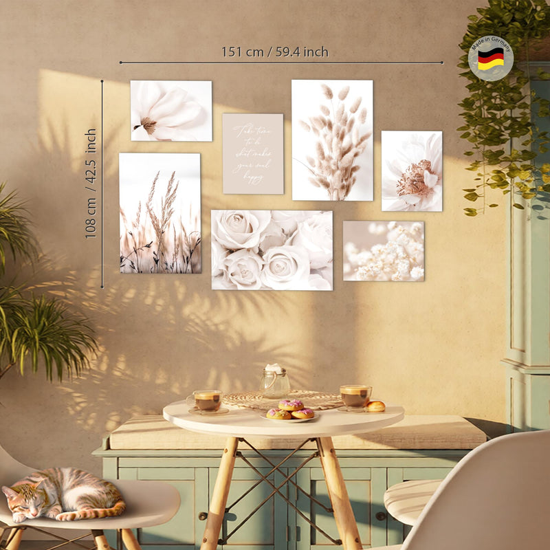 Novart Bilder Blumen Pflanzen - KOMPLETT AUFHÄNGFERTIG - Blüten Wohnzimmer Schlafzimmer Büro - 7 Moderne Mood - Bilder - N023272a