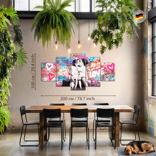 Runa Art - Bilder the First Kiss 200 x 100 cm 5 Teilig XXL Wanddekoration Design Bunt 044651a