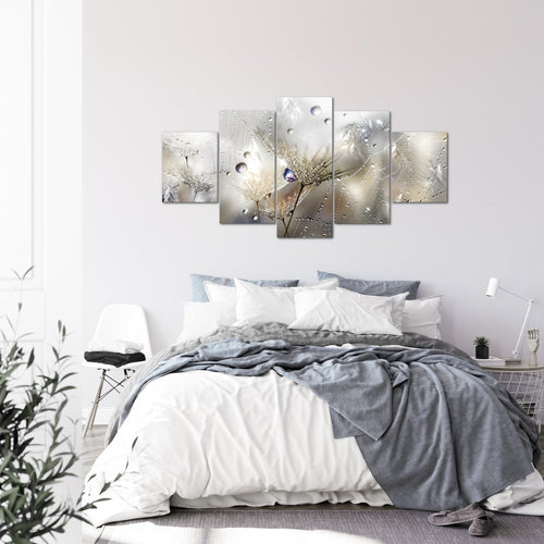 Runa Art - Bilder Blumen Pusteblumen 200 x 100 cm 5 Teilig XXL Wanddekoration Design Braun 043151a