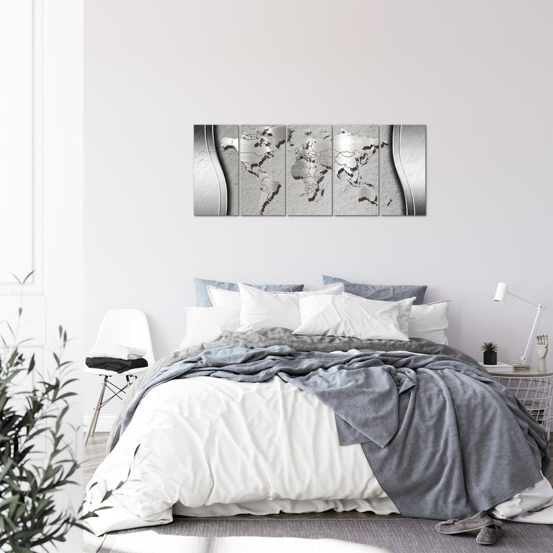 Runa Art Bild Weltkarte Wandbilder auf Vlies Leinwand 5 Teilig Wanddekoration Büro Wohnzimmer 107256c