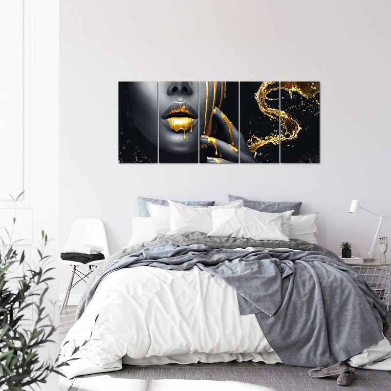 Runa Art Wandbilder XXL Abstrakt Wohnzimmer Schlafzimmer Büro 200 x 80 cm Minimalismus 5 Teilig - Made in Germany - 041555a
