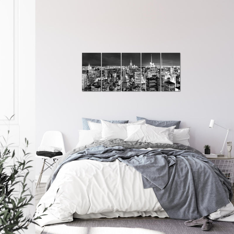 Runa Art Bild New York Skyline Wandbilder auf Vlies Leinwand 5 Teilig Wanddekoration Wohnzimmer Büro 036256c