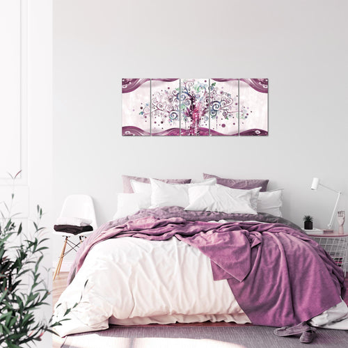 Runa Art Bild Gustav Klimt Baum des Lebens Wandbilder auf Vlies Leinwand 5 Teilig Wanddekoration Wohnzimmer 003056c
