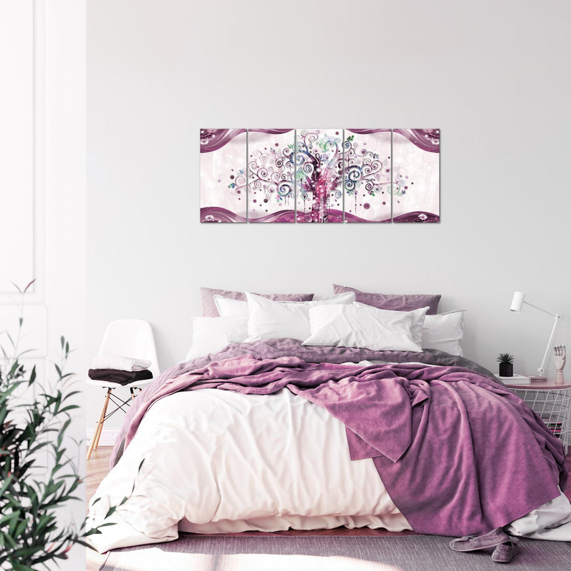 Runa Art Bild Gustav Klimt Baum des Lebens Wandbilder auf Vlies Leinwand 5 Teilig Wanddekoration Wohnzimmer 003056c