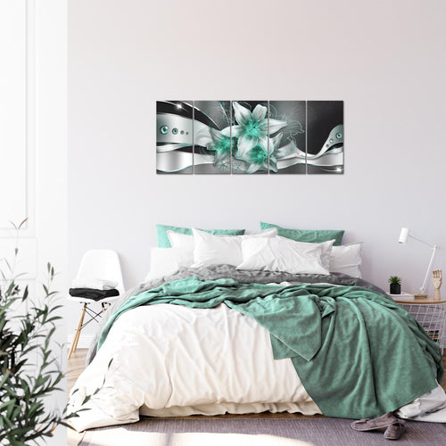 Runa Art Bild Blumen Lilien Wandbilder auf Vlies Leinwand 5 Teilig Wanddekoration Wohnzimmer Schlafzimmer 039656b