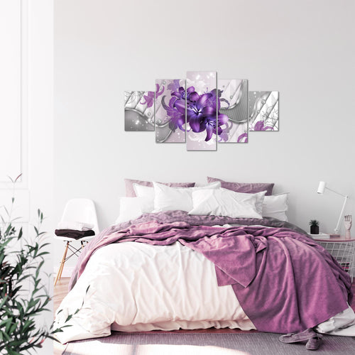 Runa Art Bild Wohnzimmer Schlafzimmer Blumen Lilien 5 Teilig Abstrakt Violett Lila Wandbilder auf Vlies Leinwand 016553c