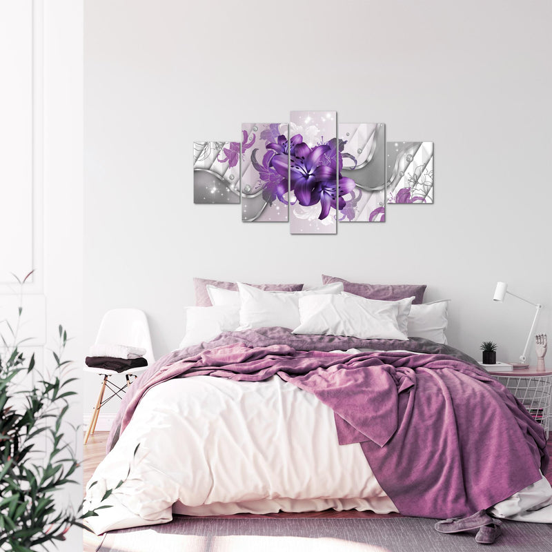 Runa Art Bild Wohnzimmer Schlafzimmer Blumen Lilien 5 Teilig Abstrakt Violett Lila Wandbilder auf Vlies Leinwand 016553c