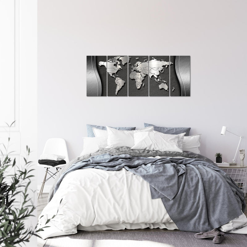 Runa Art Bild Weltkarte Wandbilder auf Vlies Leinwand 5 Teilig Wanddekoration Büro Wohnzimmer 107256a
