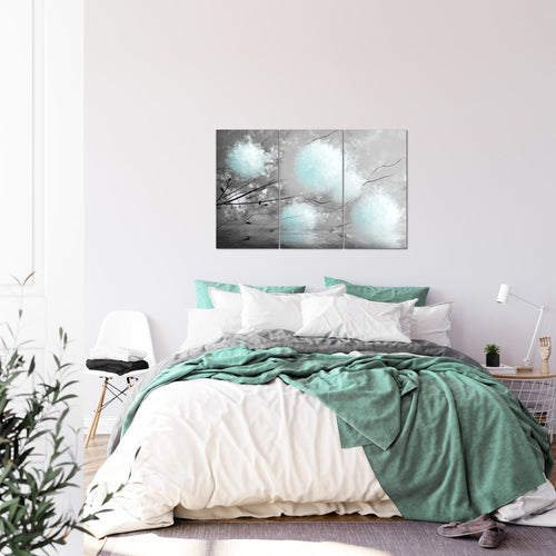 Runa Art Wandbilder Pusteblumen Bild XXL Wohnzimmer Schlafzimmer Grau Türkis Abstrakt 120 x 80 cm 3 Teilig 044231c