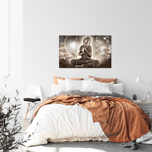 Runa Art Wandbilder Buddha Zen Bild XXL Wohnzimmer Schlafzimmer Braun Feng Shui 120 x 80 cm 3 Teilig 041631a