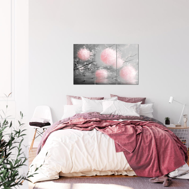 Runa Art Wandbilder Pusteblumen Bild XXL Wohnzimmer Schlafzimmer Grau Rosa Abstrakt 120 x 80 cm 3 Teilig 044231b