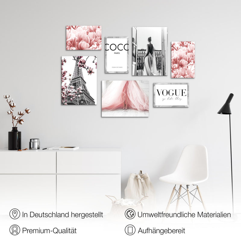 Novart Wandbilder Blumen - KOMPLETT AUFHÄNGFERTIG - Blüten Wohnzimmer Schlafzimmer Büro - 7 Moderne Mood - Bilder - N002471a