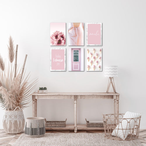 Novart Wandbilder Set Fashion - KOMPLETT AUFHÄNGFERTIG - Made in Germany - Moderne Bilder  Wohnzimmer Mädchen Teenager - N020464a