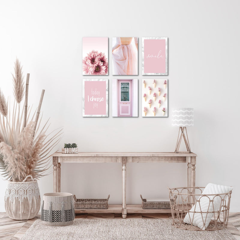 Novart Wandbilder Set Fashion - KOMPLETT AUFHÄNGFERTIG - Made in Germany - Moderne Bilder  Wohnzimmer Mädchen Teenager - N020464a