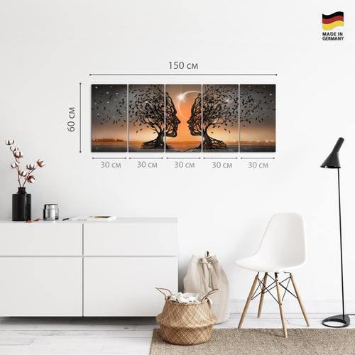 Runa Art Bild Liebespaar Wandbilder auf Vlies Leinwand 5 Teilig Wanddekoration Wohnzimmer Schlafzimmer 044856c