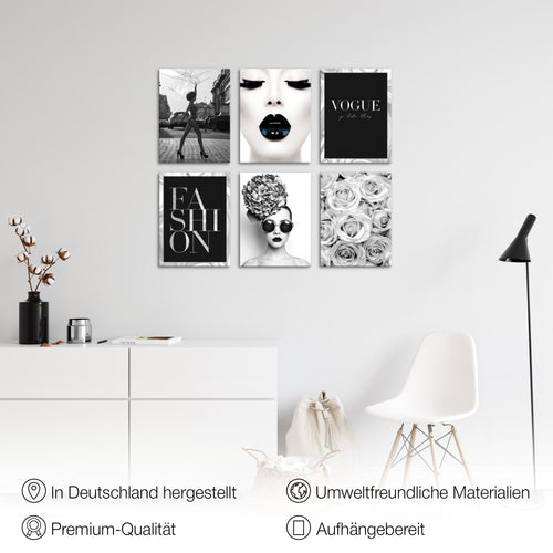 Novart Wandbilder - KEIN EXTRA RAHMEN BENÖTIGT - Wohnzimmer Mädchen Teenager - Bilder Modern Beauty Fashion - Schwarz Weiss - N015565a