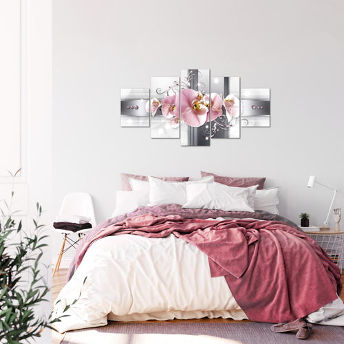 Runa Art Bild Wohnzimmer Schlafzimmer Büro Blumen Pflanzen 5 Teilig Rosa Orchideen Wandbilder auf Vlies Leinwand 008353a