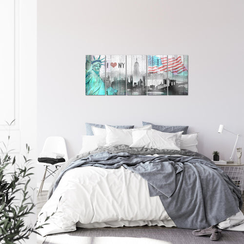 Runa Art Bild New York City Wandbilder auf Vlies Leinwand 5 Teilig Wanddekoration Wohnzimmer Büro 034256a