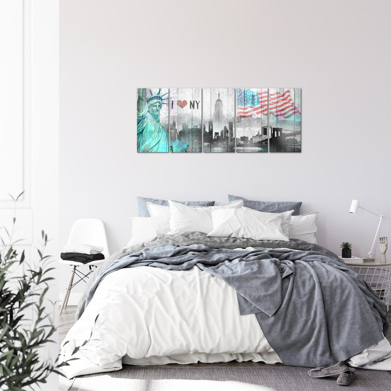 Runa Art Bild New York City Wandbilder auf Vlies Leinwand 5 Teilig Wanddekoration Wohnzimmer Büro 034256a