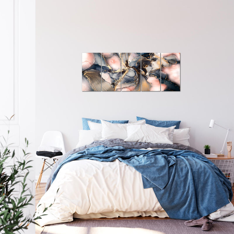 Runa Art Bild Abstrakt Wandbilder auf Vlies Leinwand 5 Teilig Wanddekoration Wohnzimmer Schlafzimmer 043856a