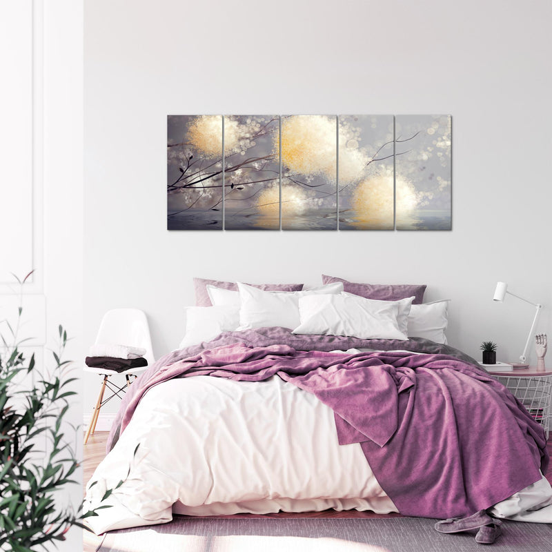 Runa Art Wandbild XXL Pusteblumen Wohnzimmer Schlafzimmer 200 x 80 cm Grau Beige 5 Teilig - Made in Germany - 044255a