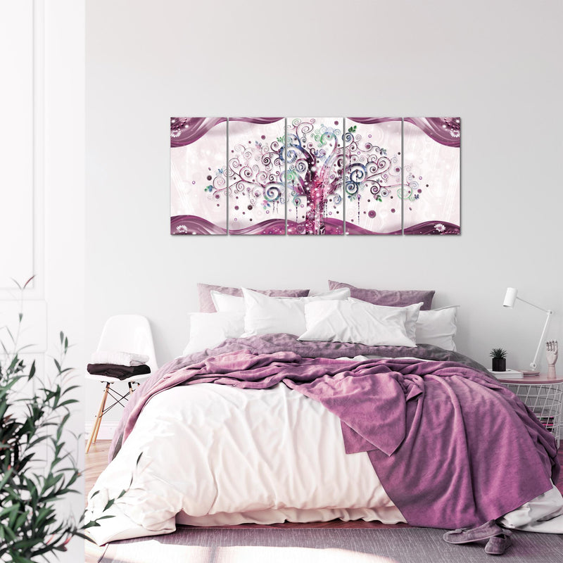 Runa Art Wandbild XXL Gustav Klimt Baum des Lebens Wohnzimmer 200 x 80 cm Rosa 5 Teilig - Made in Germany - 003055c