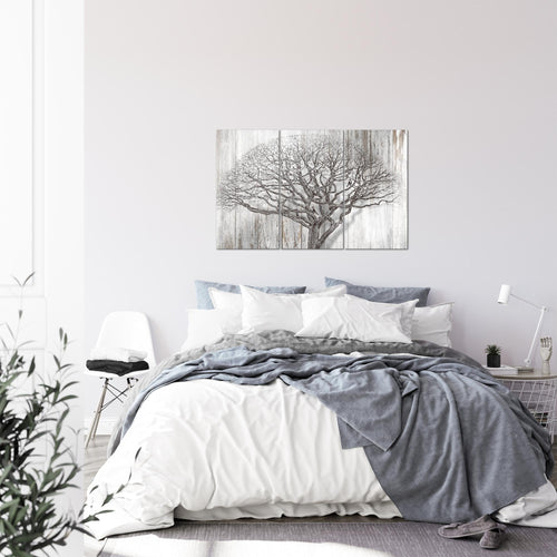 Runa Art Wandbilder Baum Abstrakt Bild XXL Wohnzimmer Beige Braun Holzmotiv 120 x 80 cm 3 Teilig 039931a