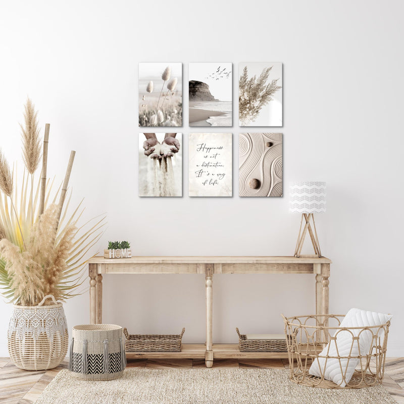 Novart Wandbilder Set Strand Boho - KOMPLETT AUFHÄNGFERTIG - Made in Germany - Moderne Bilder  Wohnzimmer Schlafzimmer - N028164a