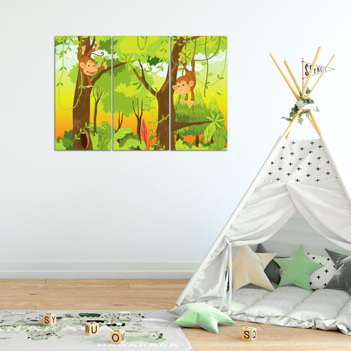 Runa Art Wandbilder Tiere Dschungel Bild XXL Spielzimmer Baby Bunt Kinderzimmer 120 x 80 cm 3 Teilig 001831b
