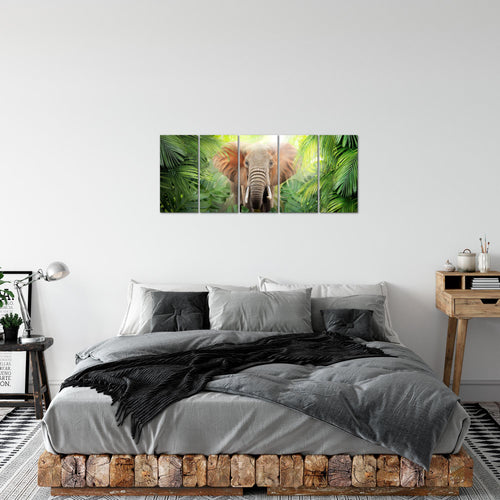 Runa Art Bild Elefant Abstrakt Wandbilder auf Vlies Leinwand 5 Teilig Wanddekoration Wohnzimmer Schlafzimmer 037556b