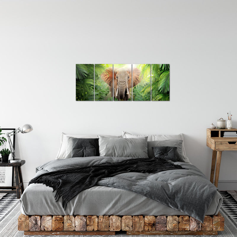 Runa Art Bild Elefant Abstrakt Wandbilder auf Vlies Leinwand 5 Teilig Wanddekoration Wohnzimmer Schlafzimmer 037556b