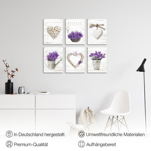 Novart Wandbilder - KEIN EXTRA RAHMEN BENÖTIGT - Wohnzimmer Schlafzimmer - Bilder Modern Home Provence - Lavendel Viollet - N003065a
