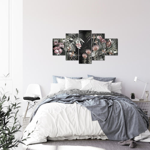 Runa Art Bild Wohnzimmer Schlafzimmer Blumen 5 Teilig Vintage Natur Grün Wandbilder auf Vlies Leinwand 043353b