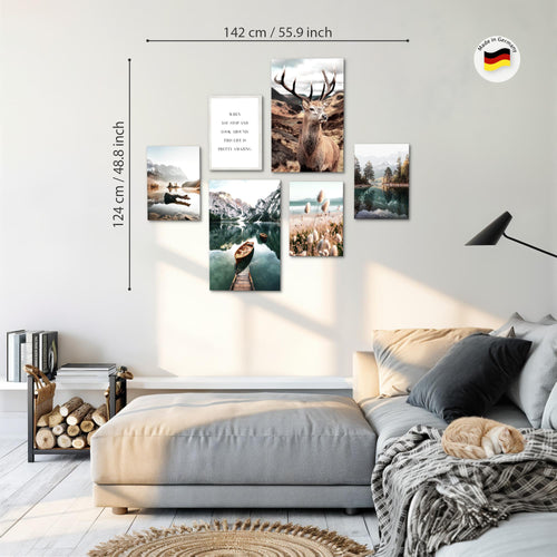 Novart Wandbilder Set Landschaft Natur - KEIN EXTRA RAHMEN BENÖTIGT - Modern Deko - Wohnzimmer Schlafzimmer Büro N013267a
