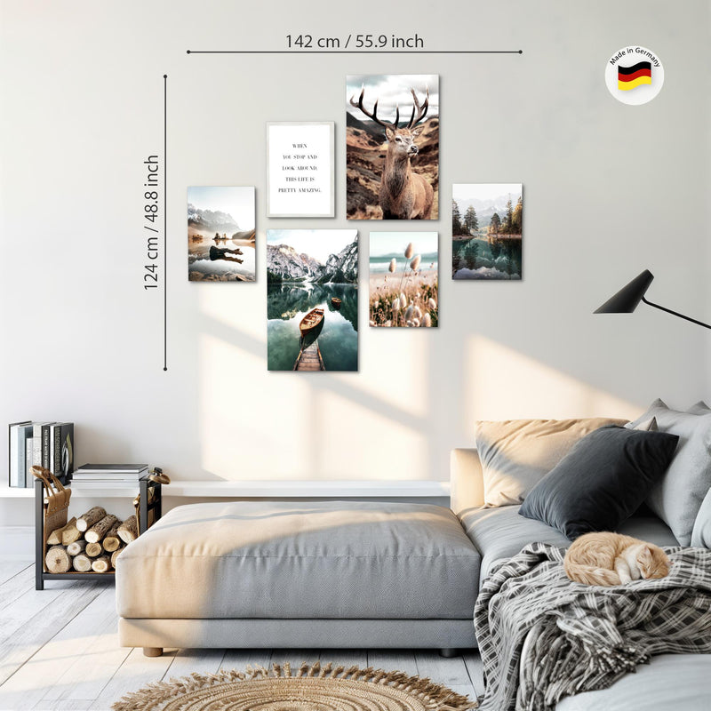 Novart Wandbilder Set Landschaft Natur - KEIN EXTRA RAHMEN BENÖTIGT - Modern Deko - Wohnzimmer Schlafzimmer Büro N013267a