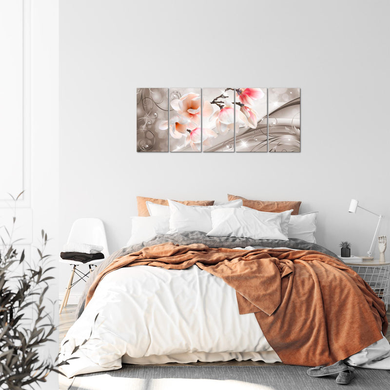 Runa Art Bild Blumen Abstrakt Wandbilder auf Vlies Leinwand 5 Teilig Wanddekoration Wohnzimmer Schlafzimmer 035356b