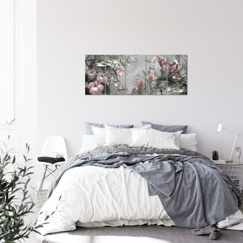 Runa Art Bild Blumen Wandbilder auf Vlies Leinwand 5 Teilig Wanddekoration Wohnzimmer Schlafzimmer 043356c