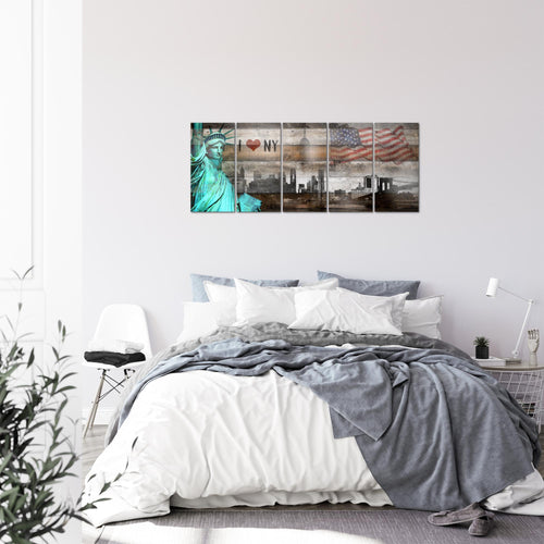 Runa Art Bild New York City Wandbilder auf Vlies Leinwand 5 Teilig Wanddekoration Wohnzimmer Büro 034256c